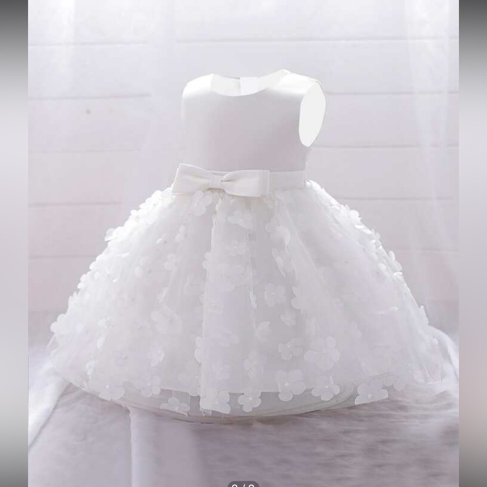 Toddler Girl Appliqué Bow Front Tie Back Mesh Party Dress
2-3Y